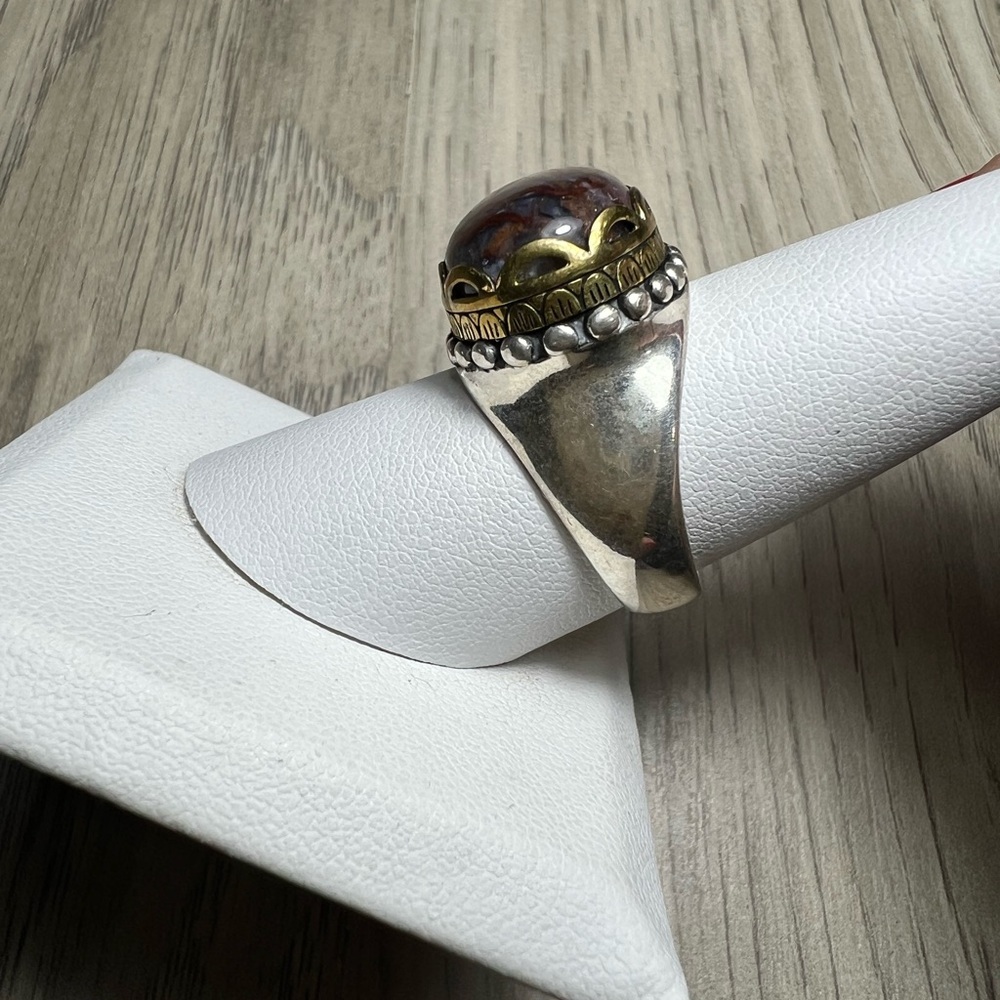 Carolyn Pollack Relios Sterling Silver Pietersite Brass Ring Size 9 - Picture 3 of 8